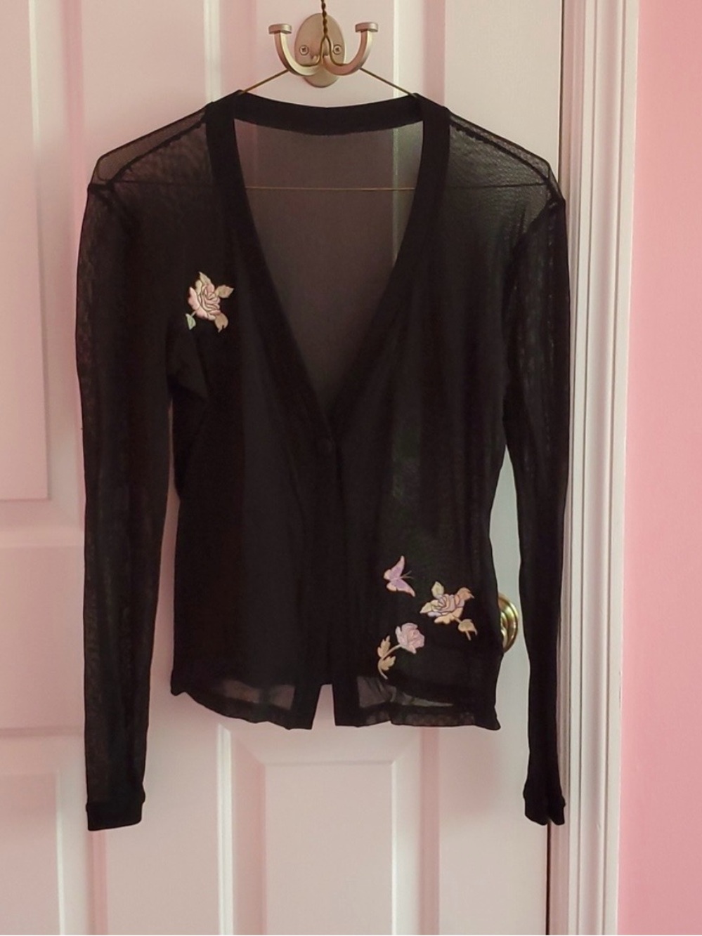 Moda International Black Sheer Long Sleeve